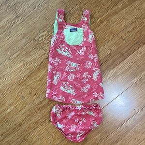 Patagonia baby girls reversible swim dress + diaper cover